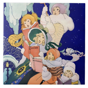 Vintage Christmas Carolers Under the Stars Tile