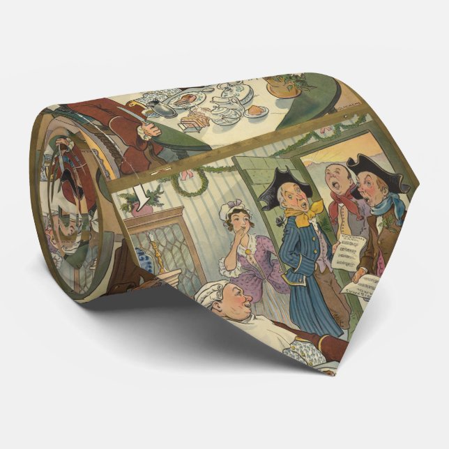 Vintage Christmas Caroling Illustration (1903) Tie (Rolled)