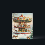 vintage christmas carousel bunny holiday card<br><div class="desc">christmas vintage card with bunnies on the carousel ,  fantasy inspired</div>