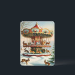 vintage christmas carousel bunny holiday card<br><div class="desc">christmas vintage card with bunnies on the carousel ,  fantasy inspired</div>