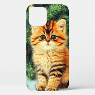 Vintage Christmas Cat iPhone 12 Case