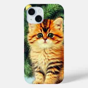 Vintage Christmas Cat iPhone 15 Case