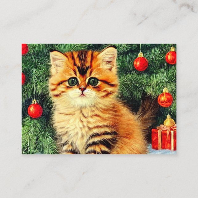 Vintage Christmas Cat Enclosure Card (Front)