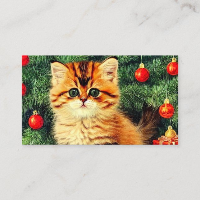 Vintage Christmas Cat Enclosure Card (Front)