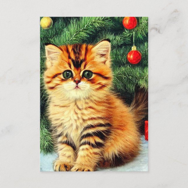 Vintage Christmas Cat Enclosure Card (Front)