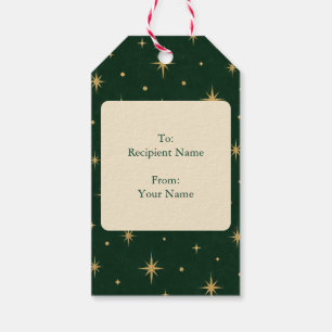 Vintage Christmas Cat Gift Tags Green Plaid & Gold