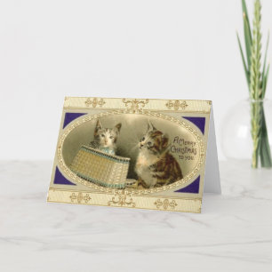 Vintage Christmas Cat Greeting Card