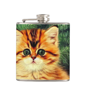 Vintage Christmas Cat Hip Flask