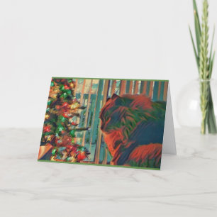 Vintage Christmas Cat Holiday Card