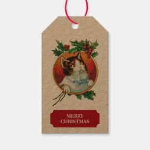 Vintage Christmas Cat Holiday Gift Tags