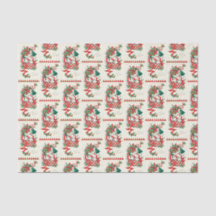Vintage Christmas cat Holiday party tissue Tissue Paper