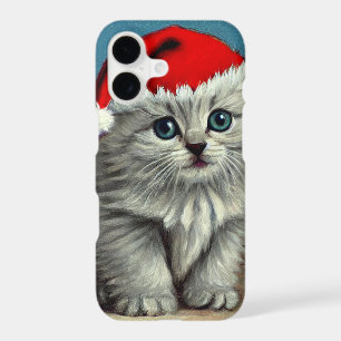 Vintage Christmas Cat in Santa Hat