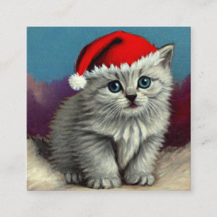 Vintage Christmas Cat in Santa Hat Enclosure Card