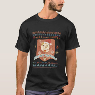 Vintage Christmas Cat Nostalgic Cute Funny Meowy C T-Shirt