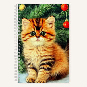 Vintage Christmas Cat Notebook
