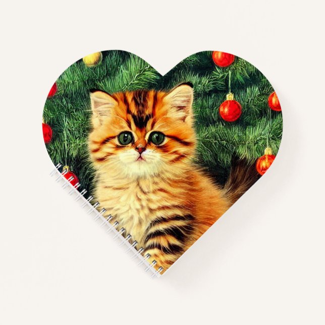 Vintage Christmas Cat Notebook (Front)