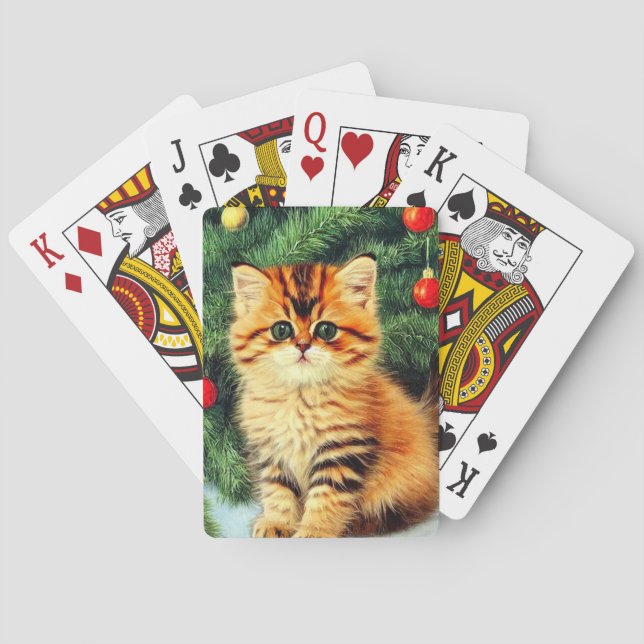 Vintage Christmas Cat Playing Cards (Back)