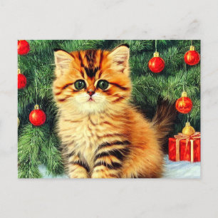 Vintage Christmas Cat Postcard