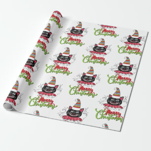 Vintage Christmas Cat Wrapping Paper