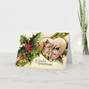 Vintage Christmas Cats Greeting Card