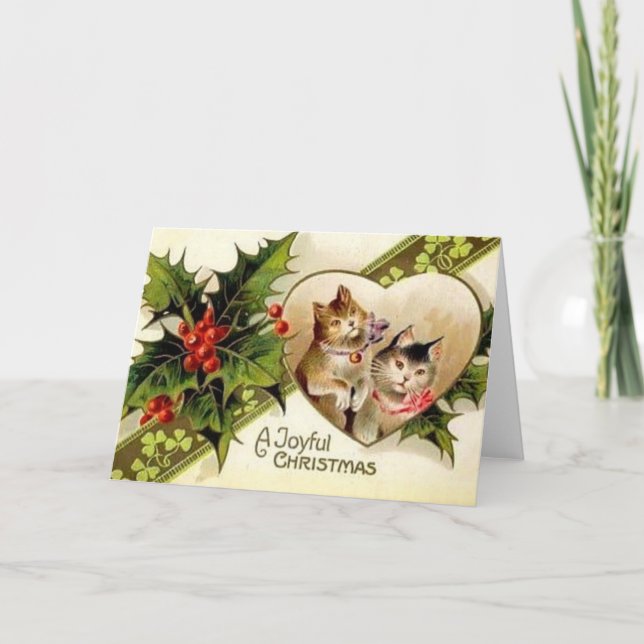 Vintage Christmas Cats Greeting Card (Front)