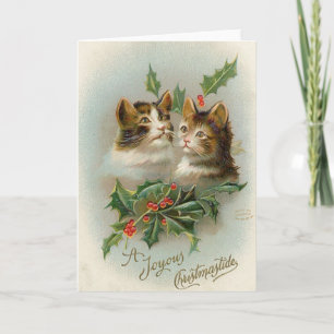 Vintage Christmas Cats Greeting Card