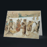 Vintage Christmas Cats singing carols Card<br><div class="desc">A Christmas art work by Louis Wain of cats singing carols and playing instruments in a snowy landscape.</div>