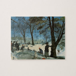 Vintage Christmas, Central Park in Winter Glackens Jigsaw Puzzle