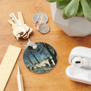 Vintage Christmas, Central Park in Winter Glackens Key Ring
