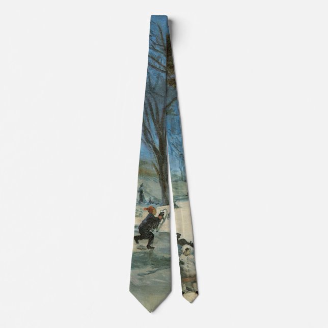 Vintage Christmas, Central Park in Winter Glackens Tie (Front)