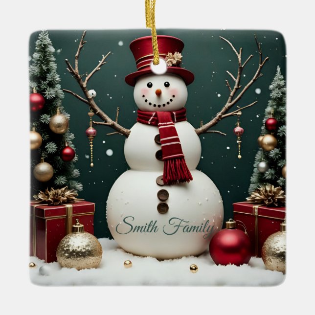 Vintage Christmas - Ceramic Square Ornament (Front)