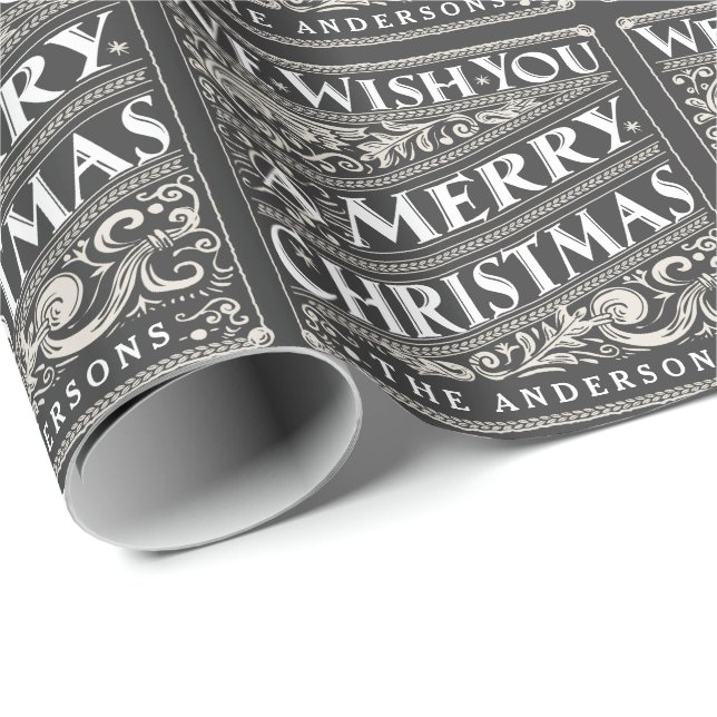 VINTAGE CHRISTMAS CHALKBOARD PERSONALIZED WRAPPING WRAPPING PAPER (Roll Corner)
