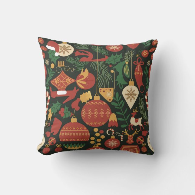 Vintage Christmas Cheer Pattern  Cushion (Front)