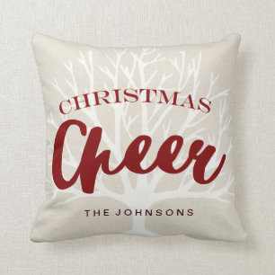 Vintage Christmas Cheer Script Holiday Cushion