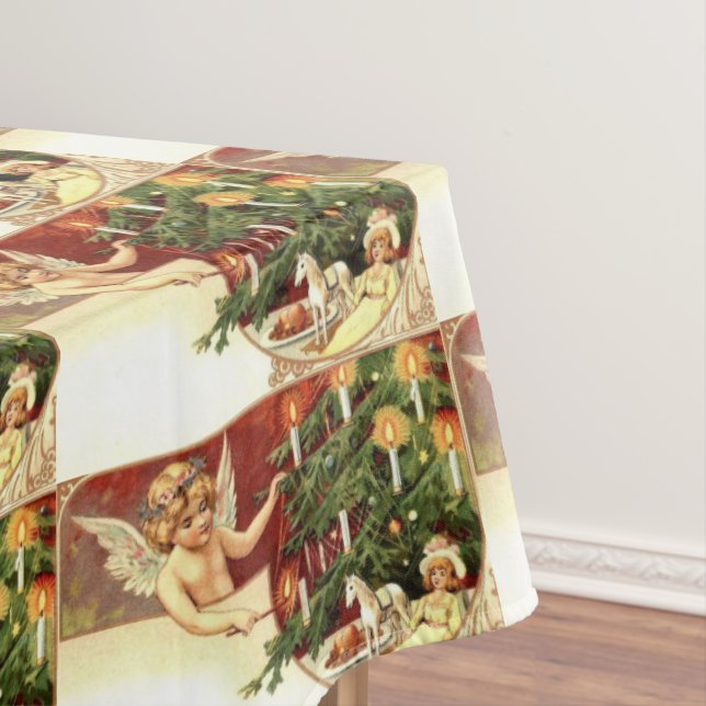 Vintage Christmas Cherub Tablecloth (In Situ)
