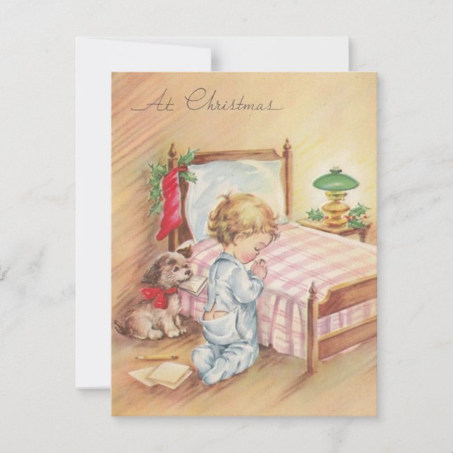 Vintage Christmas Child Praying Holiday Card (Front)