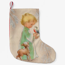 Vintage Christmas child retro decor stocking