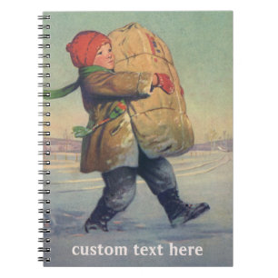 Vintage Christmas, Child with Large Package Notebook