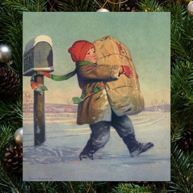 Vintage Christmas, Child with Large Package Poster (Creator Uploaded)
