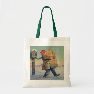 Vintage Christmas, Child with Large Package Tote Bag