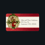 Vintage Christmas Children Address Labels<br><div class="desc">Unique image of Victorian children dressed for winter gathering holiday greens. Graphic is ornamented with an ornate star-shaped medallion with sprigs of holly on red damask background. Image has been digitally restored.</div>
