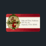 Vintage Christmas Children Address Labels<br><div class="desc">Unique image of Victorian children dressed for winter gathering holiday greens. Graphic is ornamented with an ornate star-shaped medallion with sprigs of holly on red damask background. Image has been digitally restored.</div>