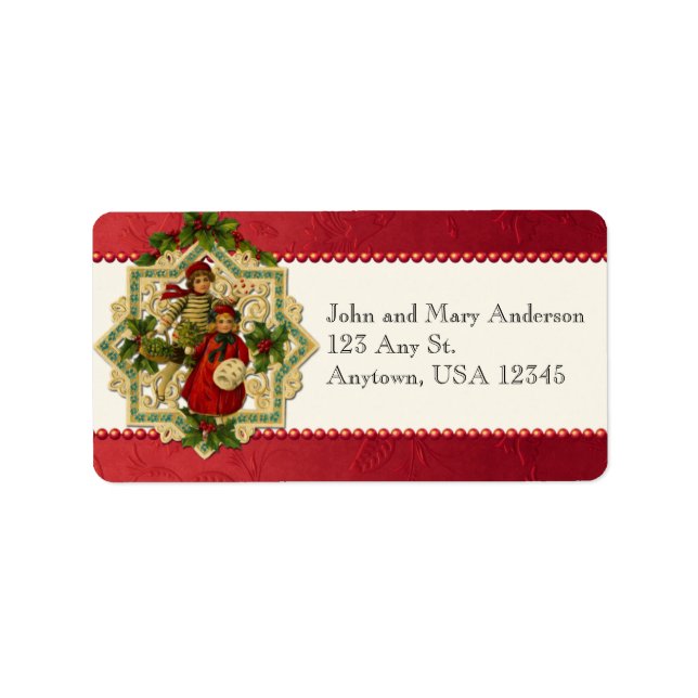Vintage Christmas Children Address Labels (Front)