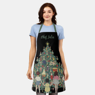 Vintage Christmas Children Around a Decorated Tree Apron