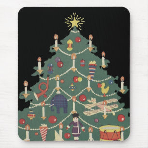 Vintage Christmas Children Around a Decorated Tree Mouse Mat