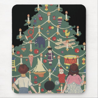 Vintage Christmas Children Around a Decorated Tree Mouse Mat