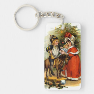 Vintage Christmas Children Key Ring