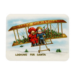 Vintage Christmas Children Looking For Santa Magnet