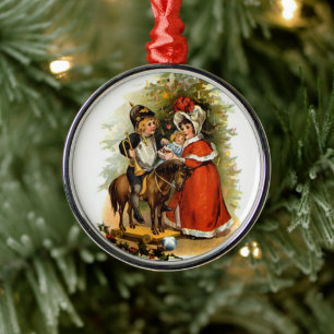 Vintage Christmas Children Metal Tree Decoration
