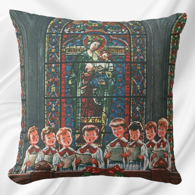 Vintage Christmas Children Singing Choir in Church Cushion (Creator Uploaded)